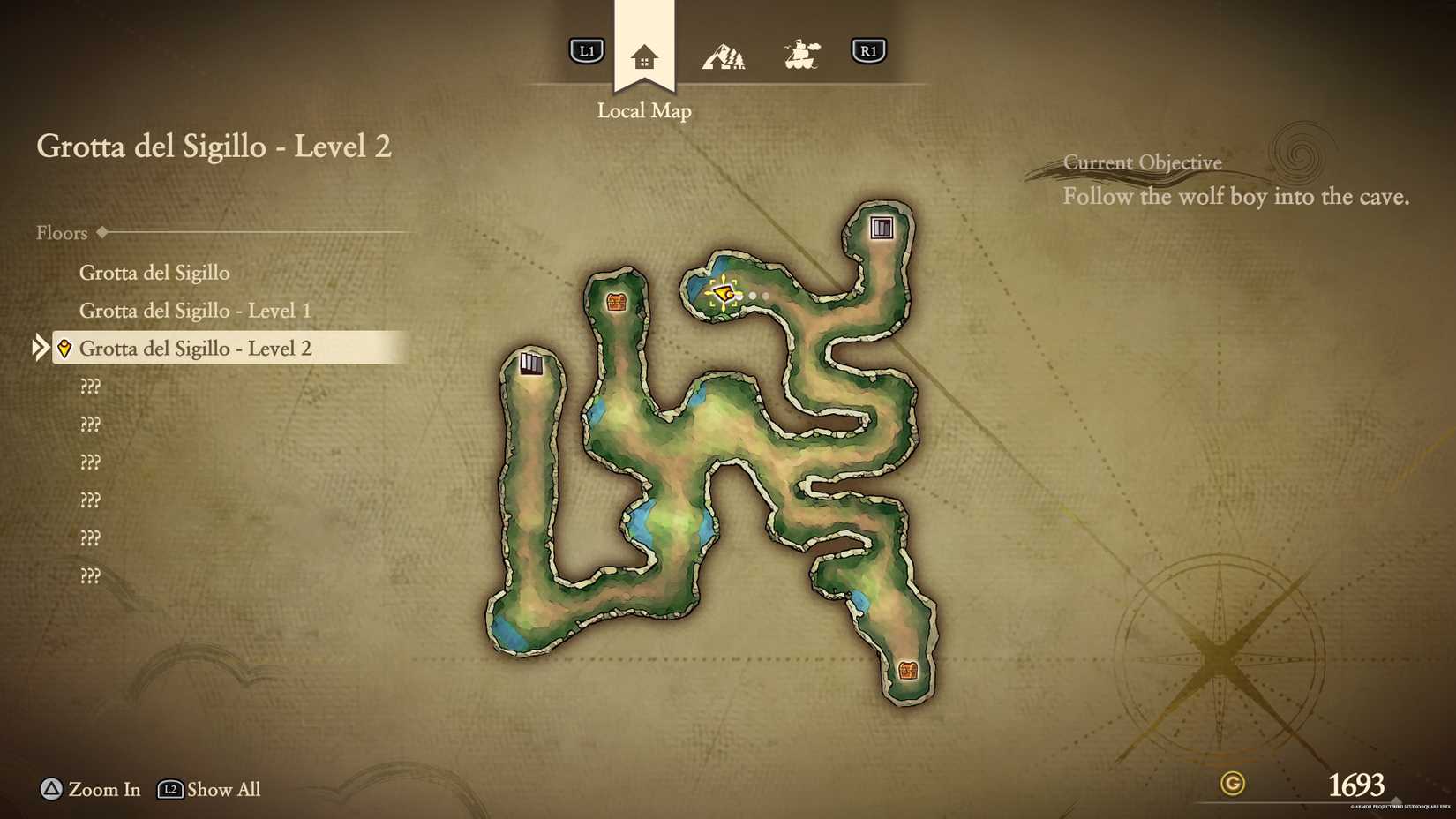 The location of the Grotta del Sigillo red fragment in Dragon Quest 7 Reimagined.