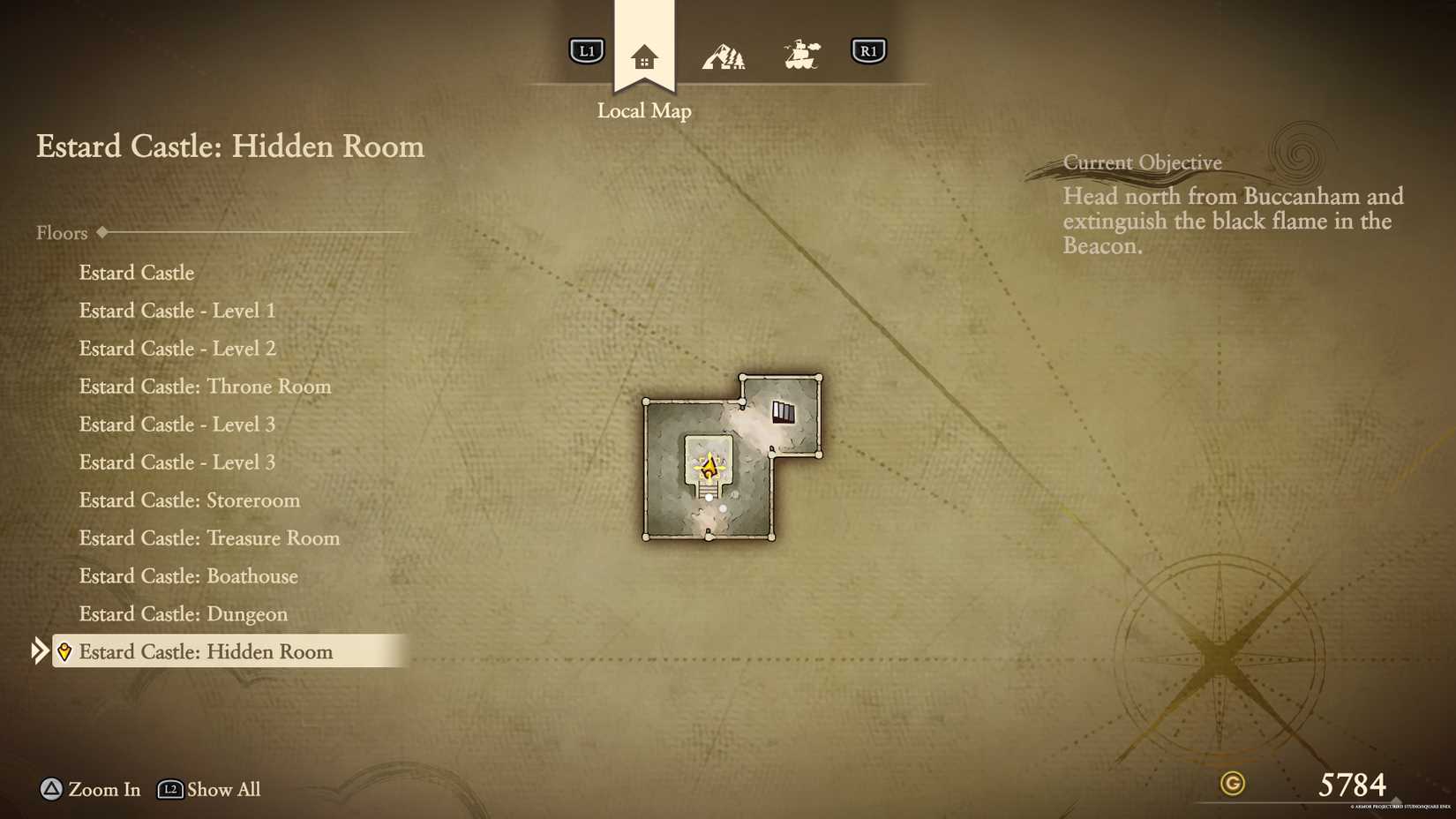 The location of the hidden room fragment in Estard Castle in DQ7 Reimagined.