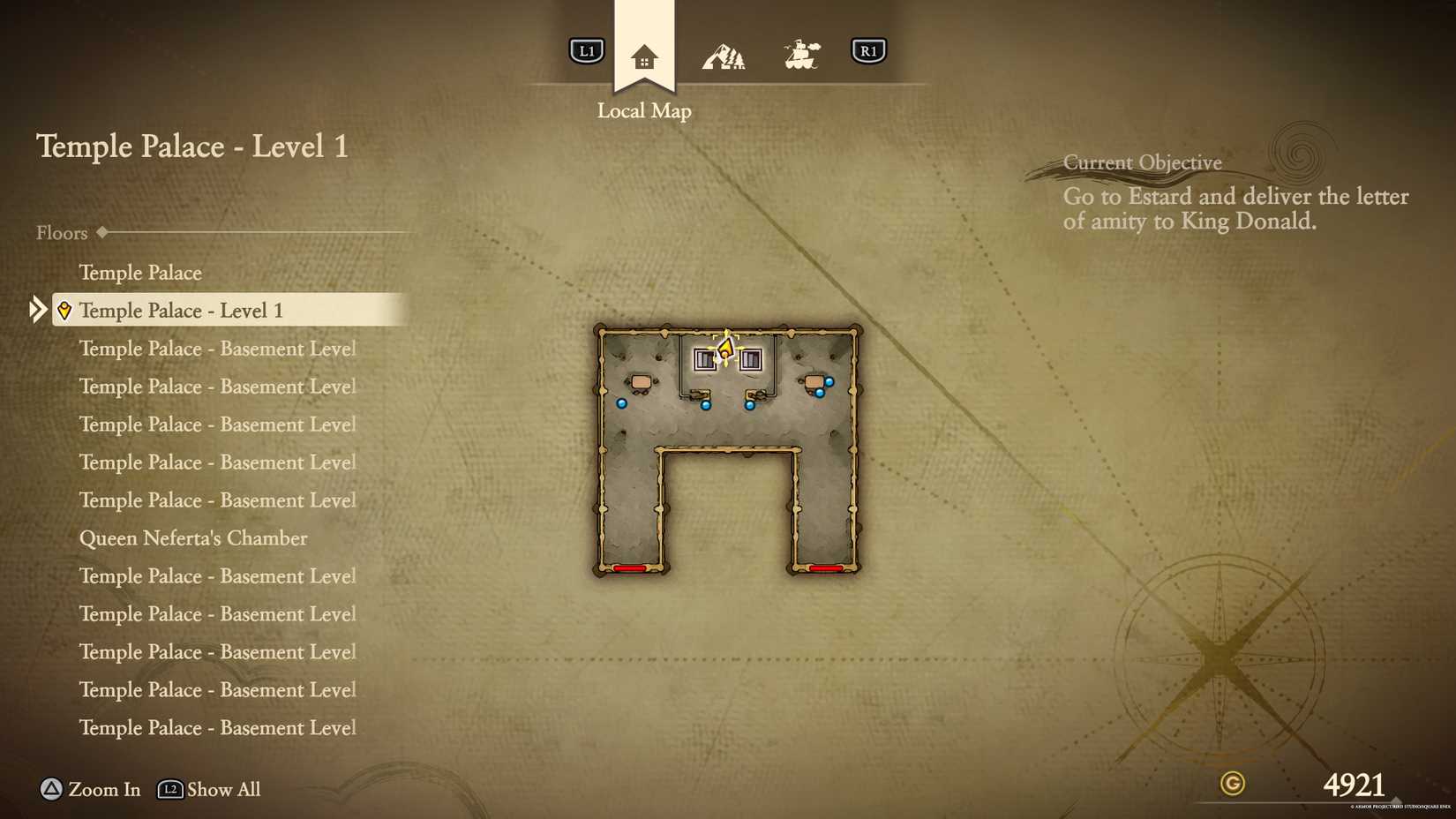 The location of the Temple Palace blue fragment in DQ7 Reimagined.