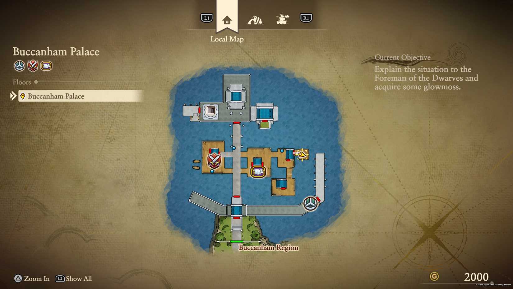 The location of the turquoise fragment in Buccanham in Dragon Quest 7 Reimagined.