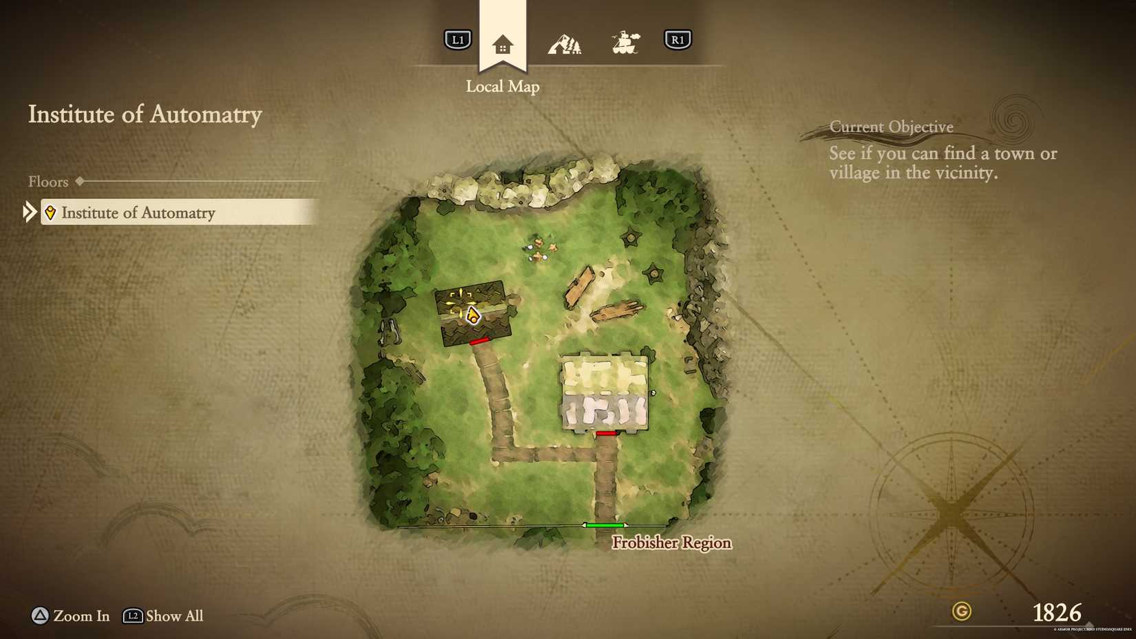 The location of the yellow fragment at the Institute of Automatry in DQ7.