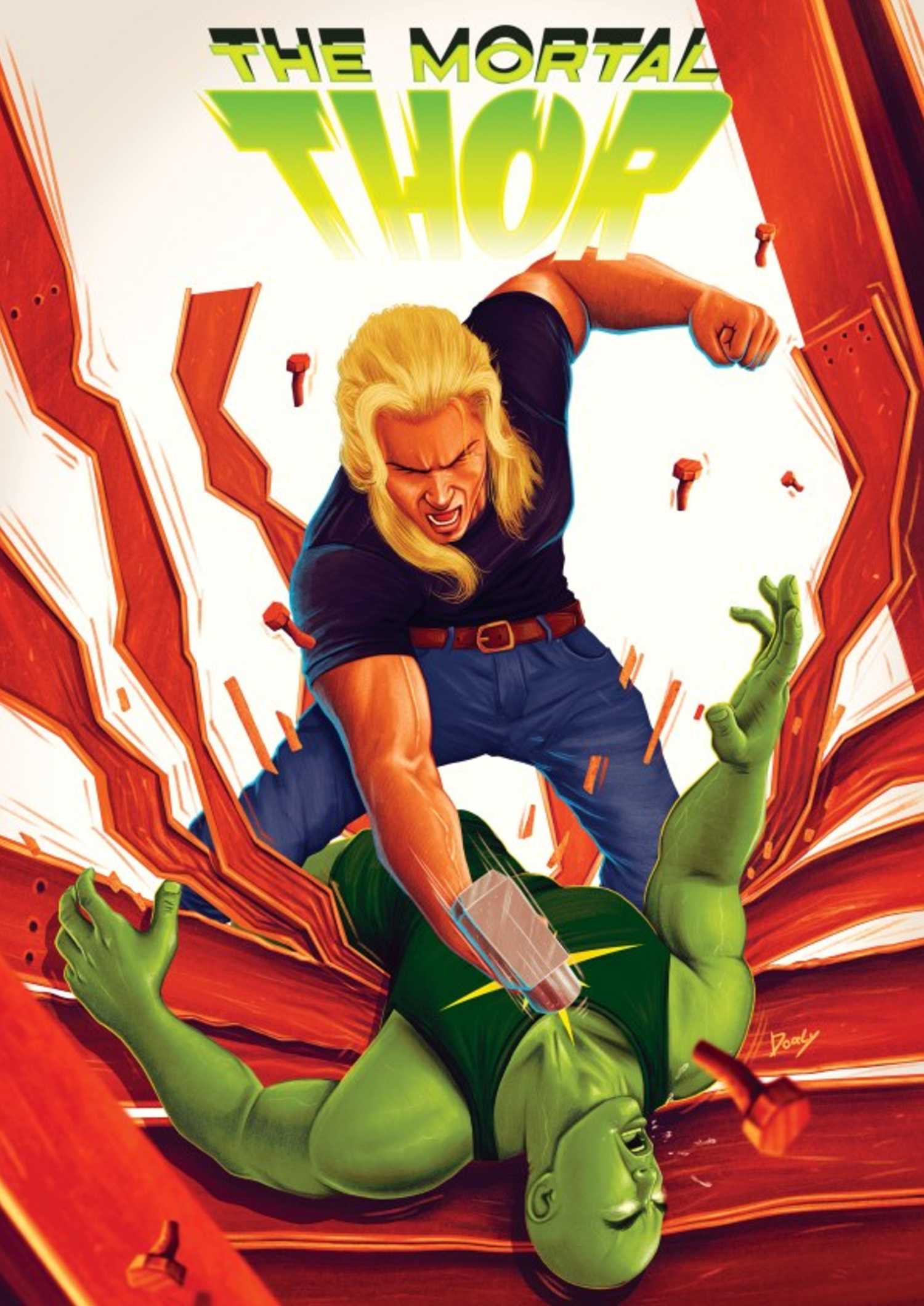 Вариант обложки "The Mortal Thor #9", изображающая Сигдума, сражающегося с Радиоактивным Человеком