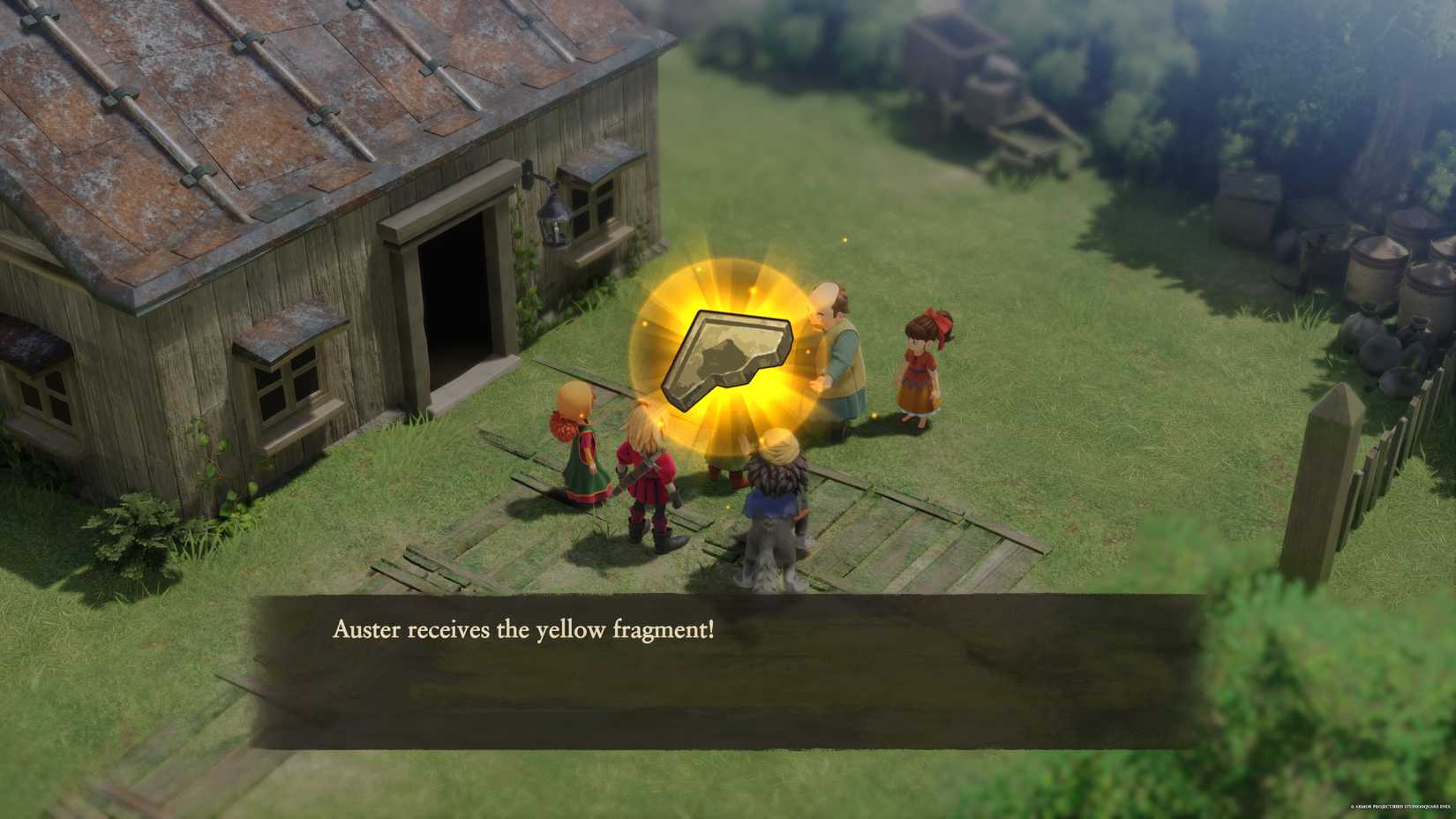 The party receiving the yellow fragment at the Institute of Automatry in DQ7 Reimagined.