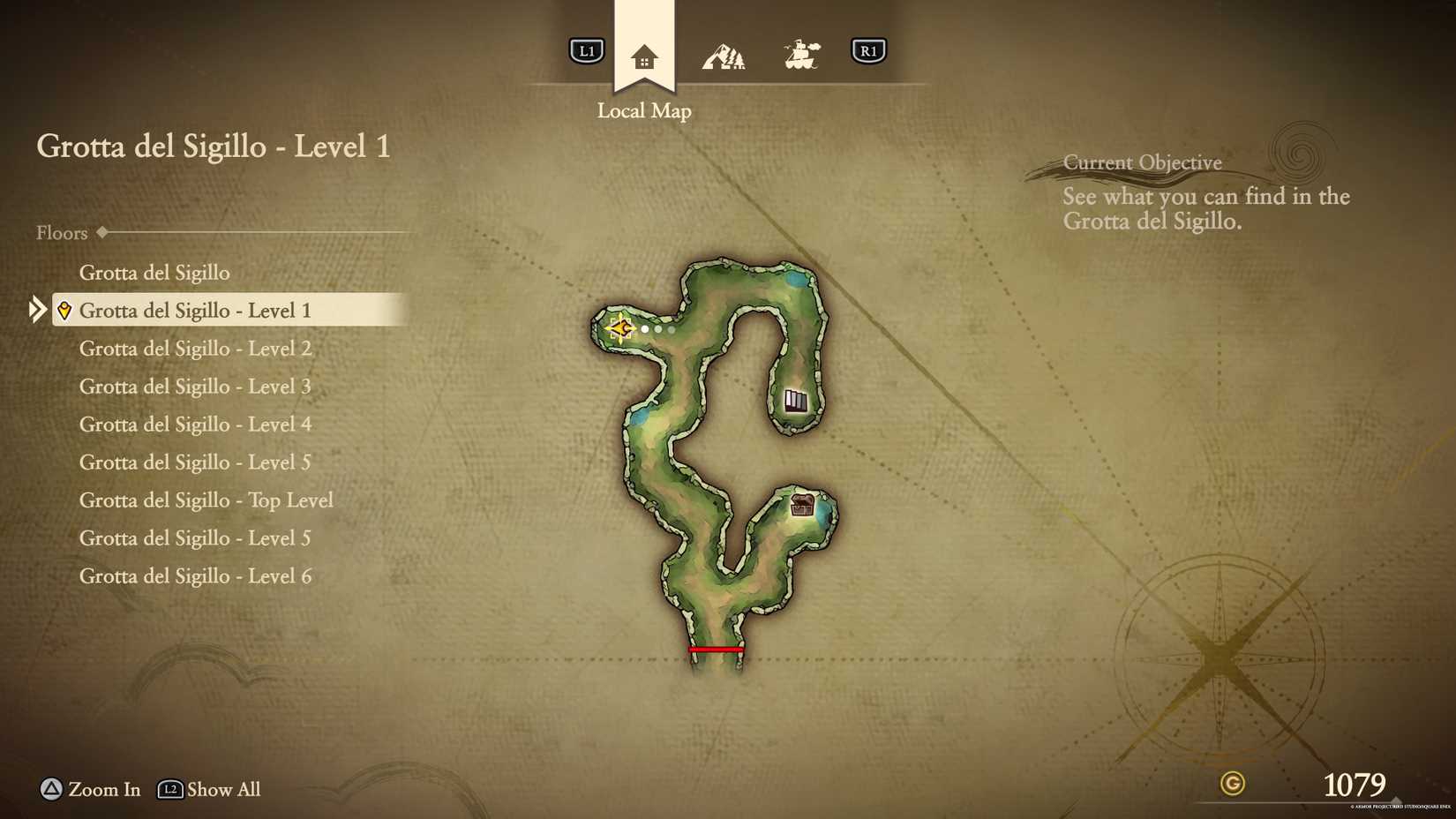 The present-day red fragment in Grotta del Sigillo in DQ7.