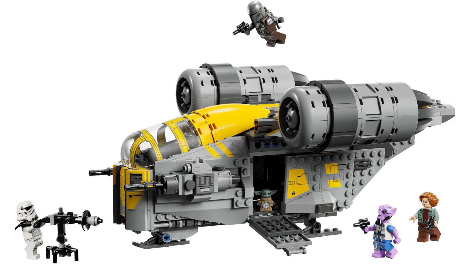 LEGO Star Wars: The Razor Crest set para The Mandalorian and Grogu com minifiguras.