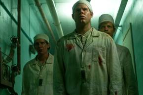 Three power plant workers in HBO's Chernobyl