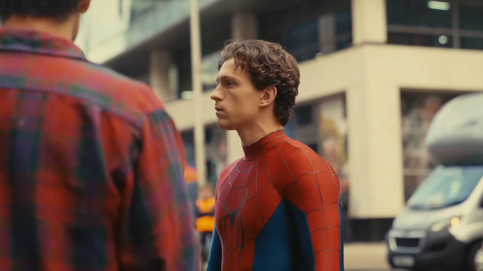 Tom Holland behind the scenes of Spider-Man Brand New Day