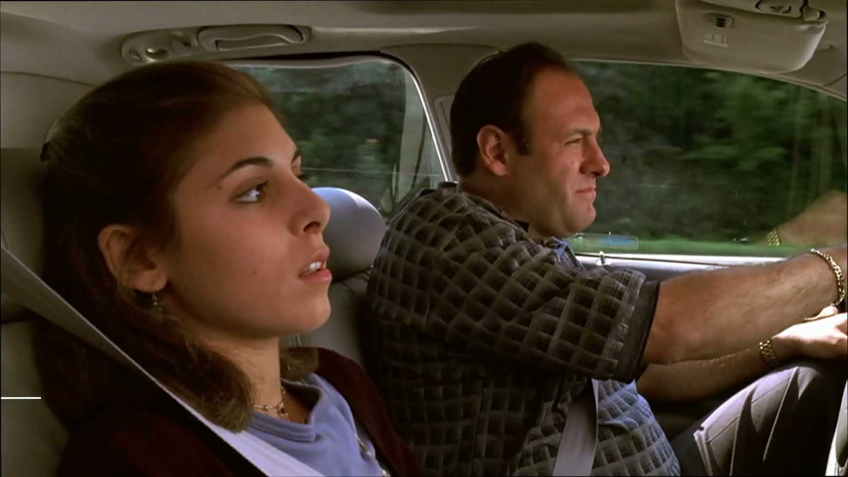 Tony Soprano e sua filha no episódio 'College' de Os Sopranos