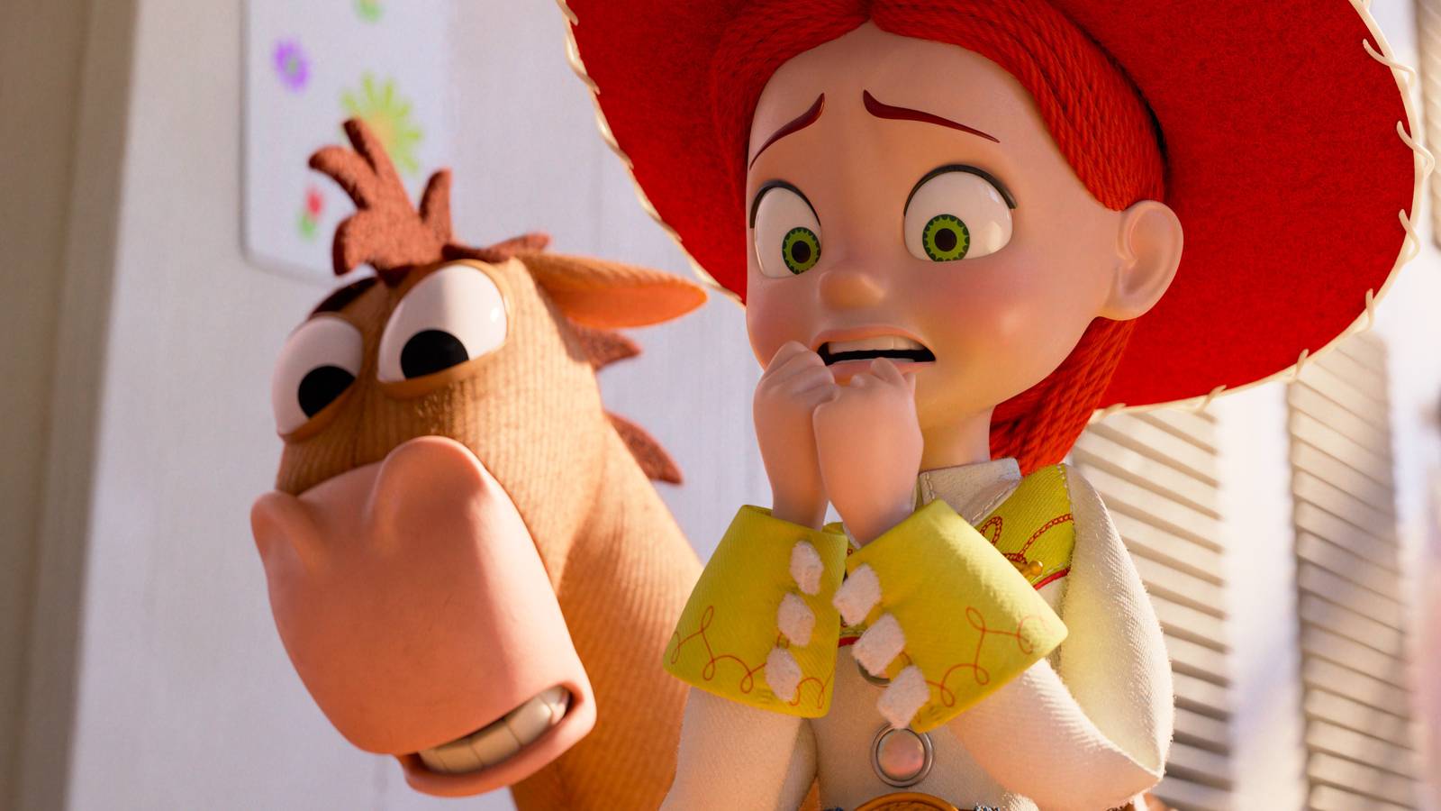 Bullseye and Jessie looking scared in Toy Story 5