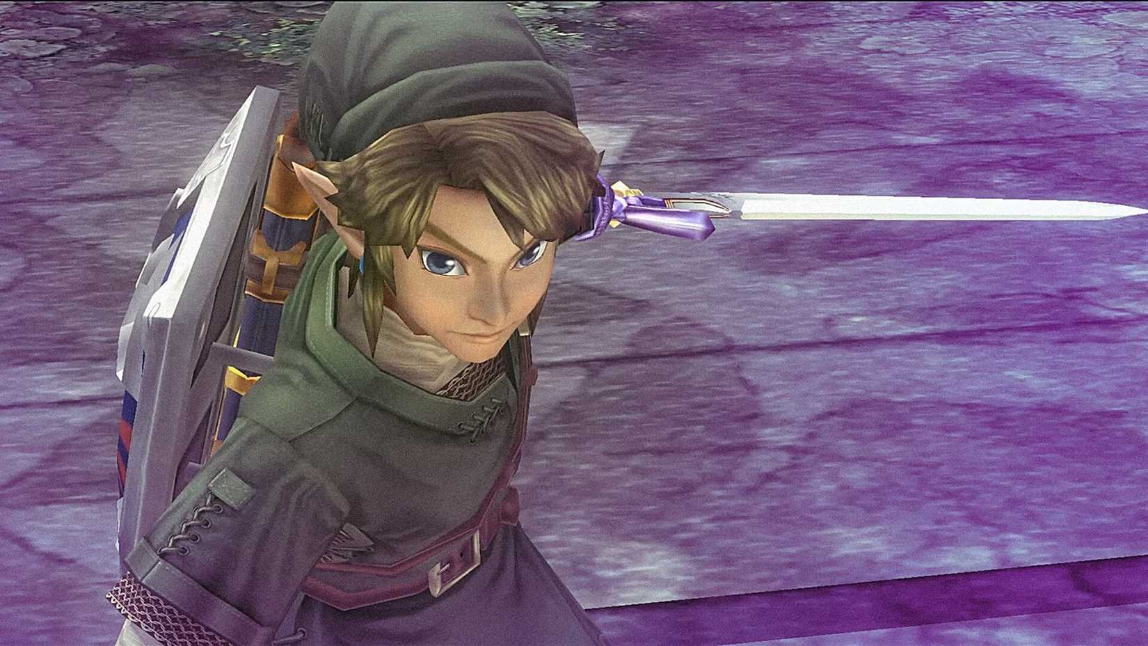 Link holds a sword in Twilight Princess 
