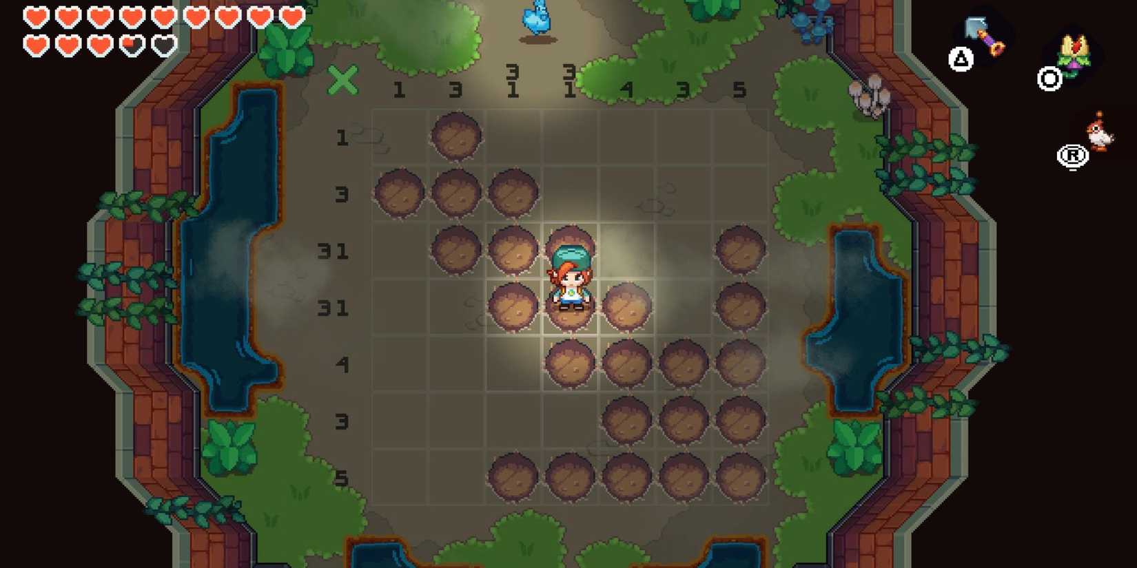 Первая головоломка Nonogram в игре "Under The Island" "Cursed Chicken Coop"