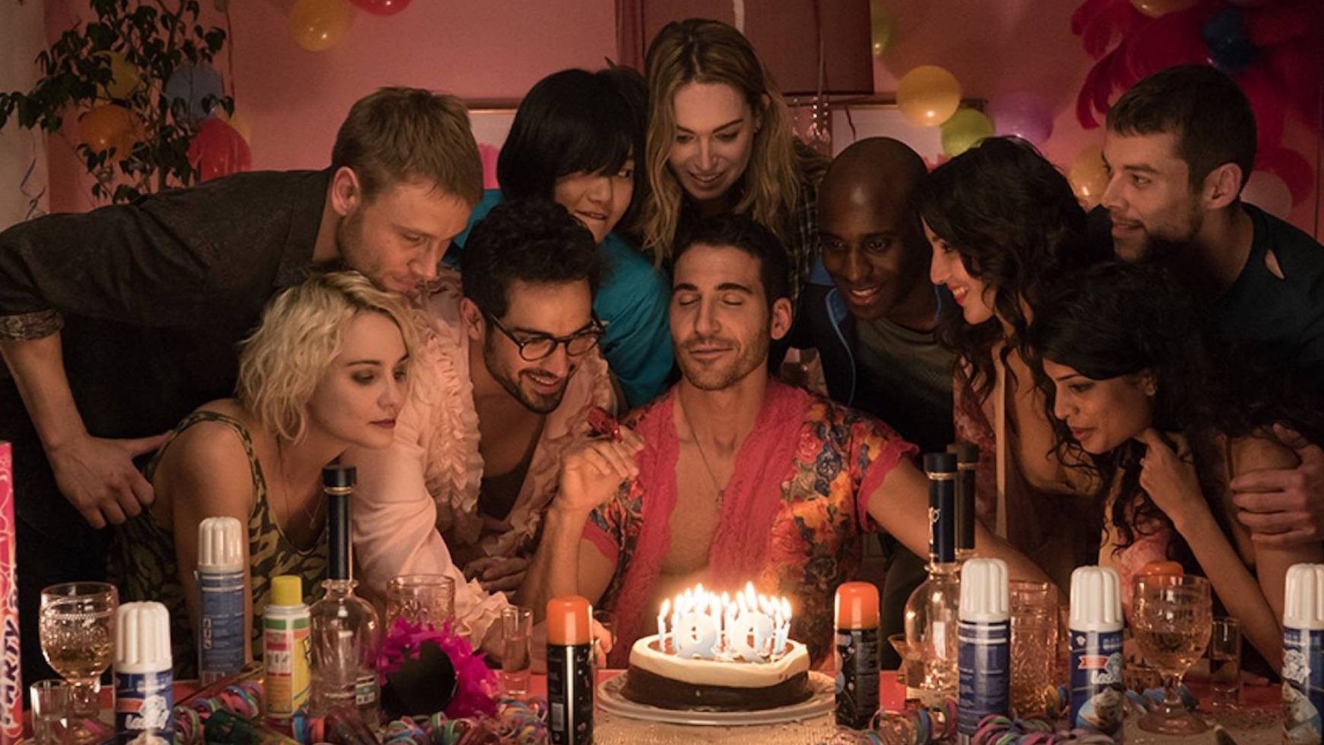 The sensates and friends celebrating a birthday