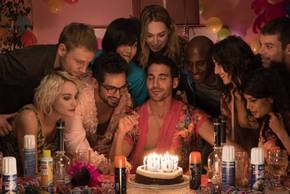The sensates and friends celebrating a birthday
