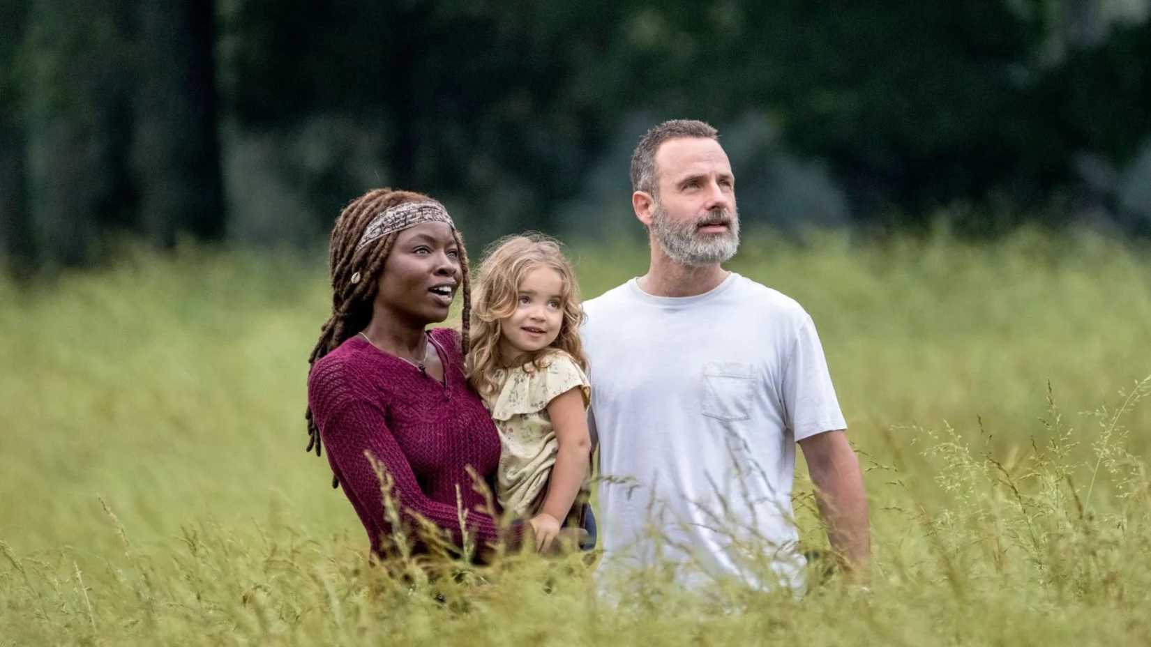 Michonne, Judith und Rick in The Walking Dead 