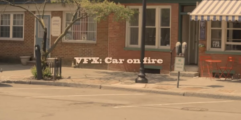 The VFX Car on fire shot in The VelociPastor