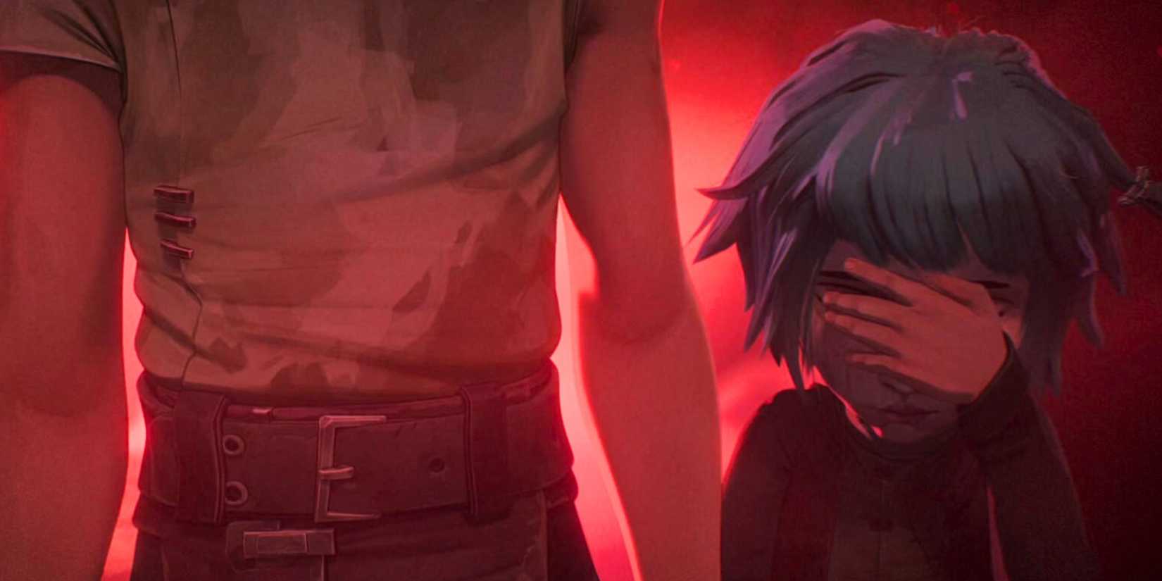 Vi e Powder caminhando pela fumaça na cena de abertura do episódio 1 de Arcane