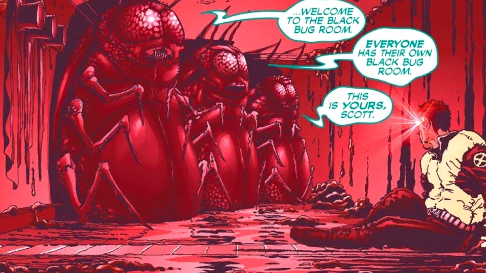 x-men's cyclops trapped in his black bug room