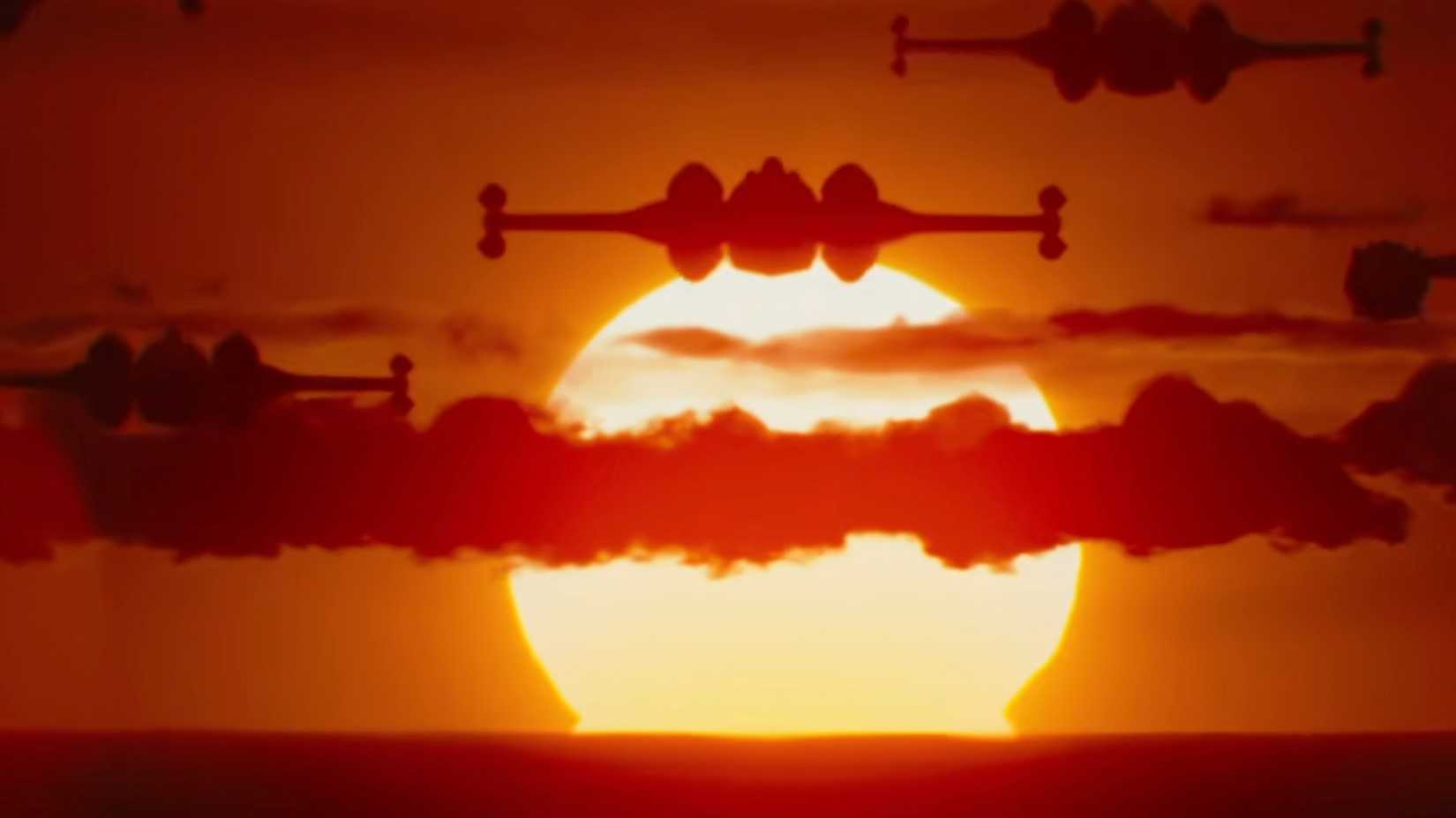 X-Wings ao pôr do sol no trailer de The Mandalorian & Grogu