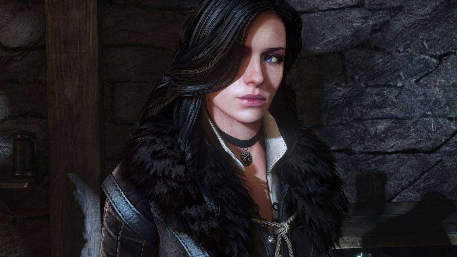 A close-up of Yennefer in The Witcher 3