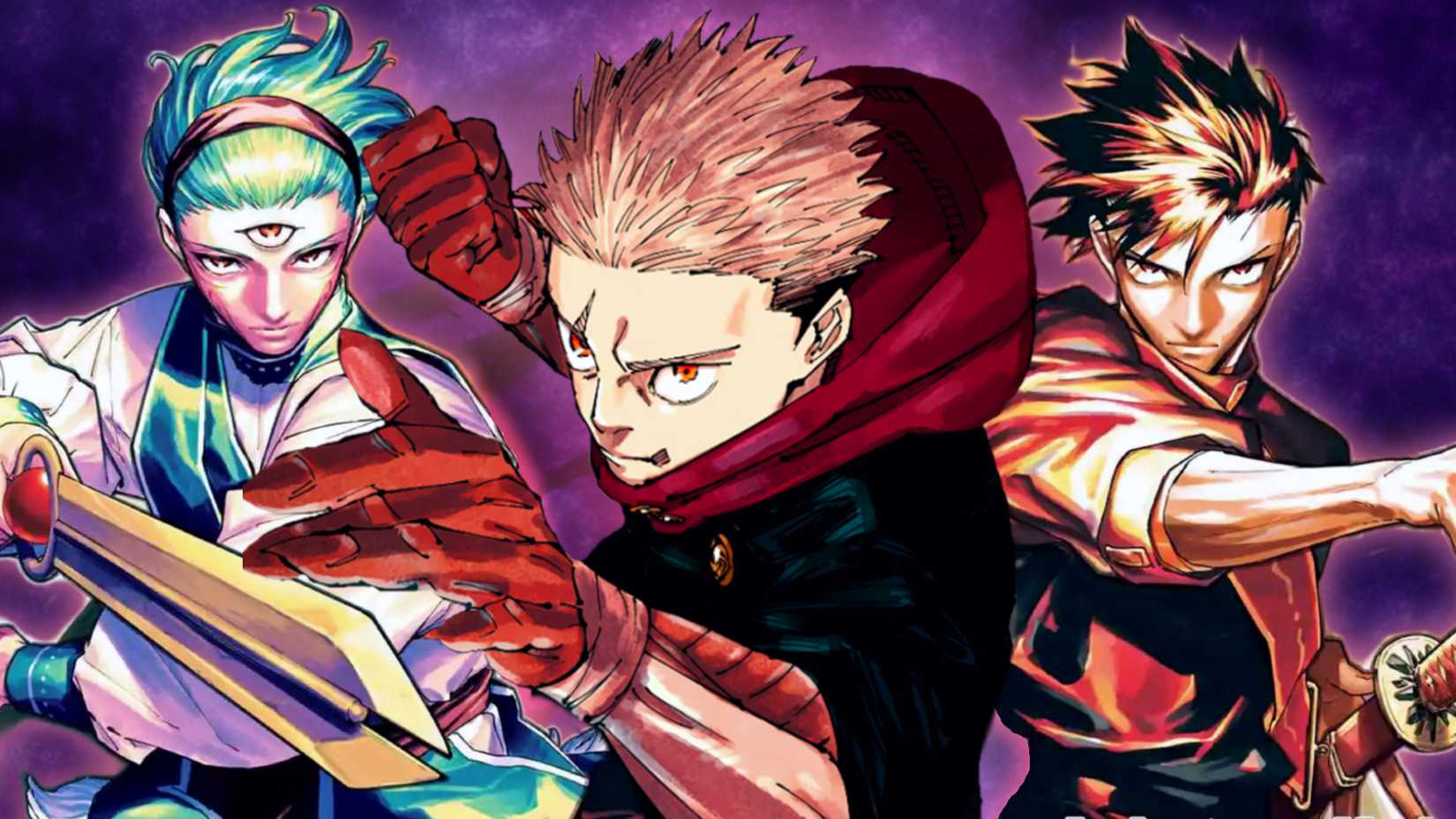 Yuji with Maru and Tsurugi from Jujutsu Kaisen Modulo