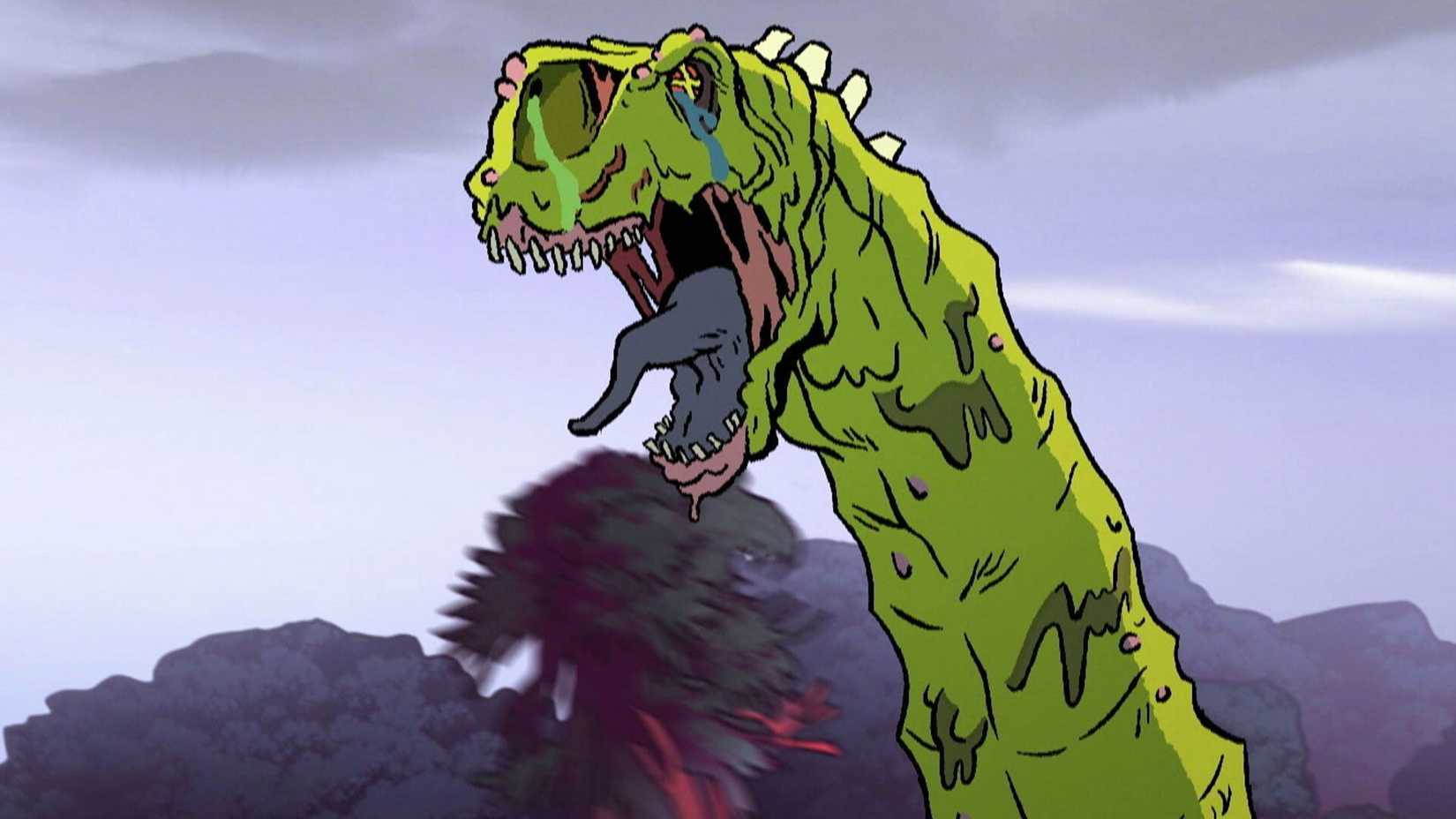 A dinosaur consumed with a sickness in Primal.