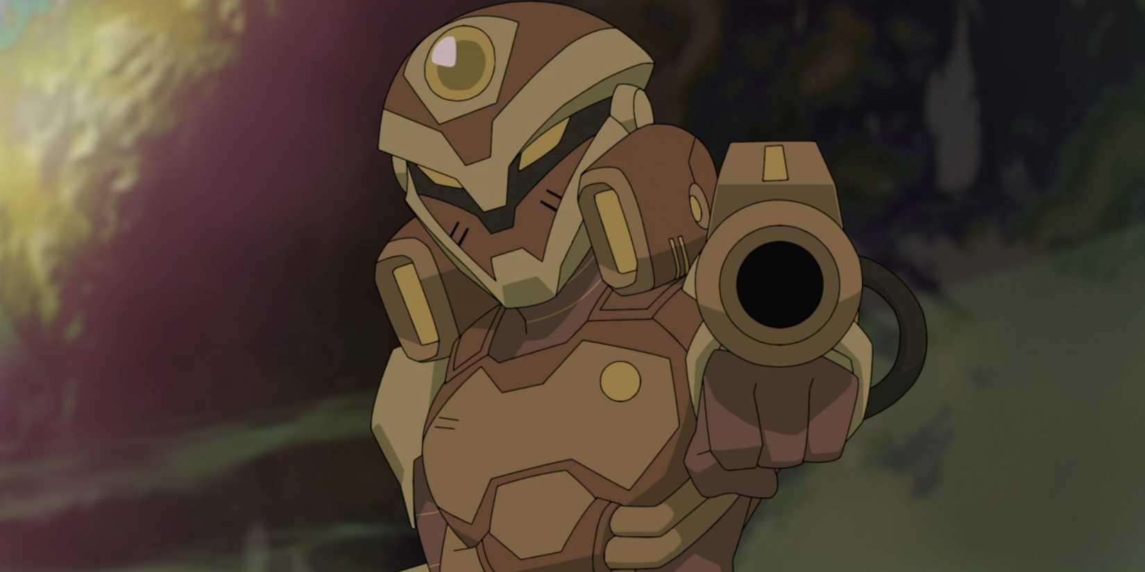 Um Gelderiano com uma arma em Invincible