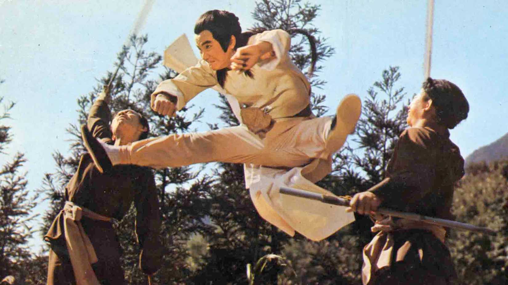 A man high-kicking two enemies in Killer from Above