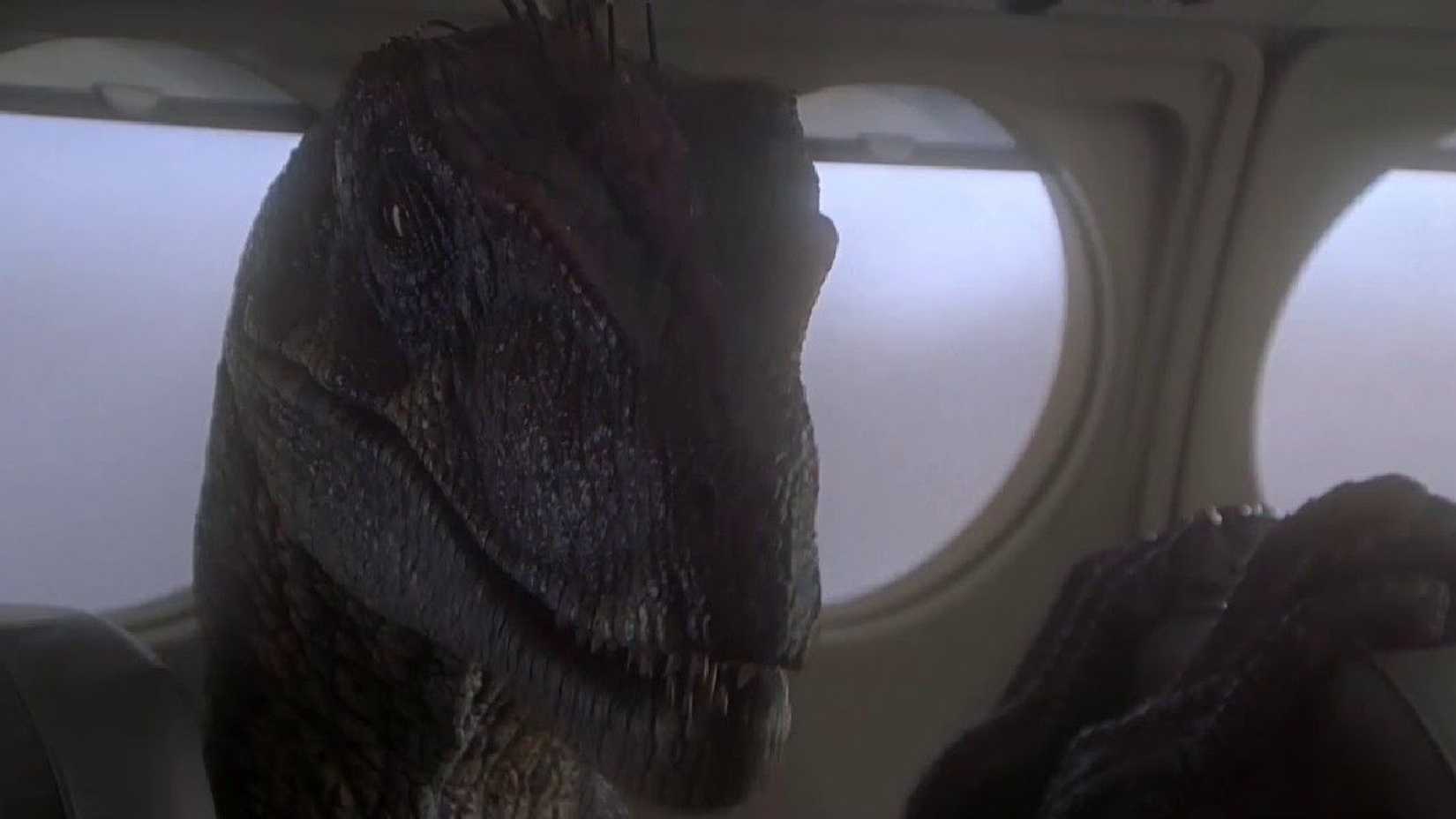 10 Ways Rewatching All 7 Jurassic Park Movies Changes How You Look At The Films 6 A raptor on a plane during Alan Grant's (Sam Neill) dream in Jurassic Park 3