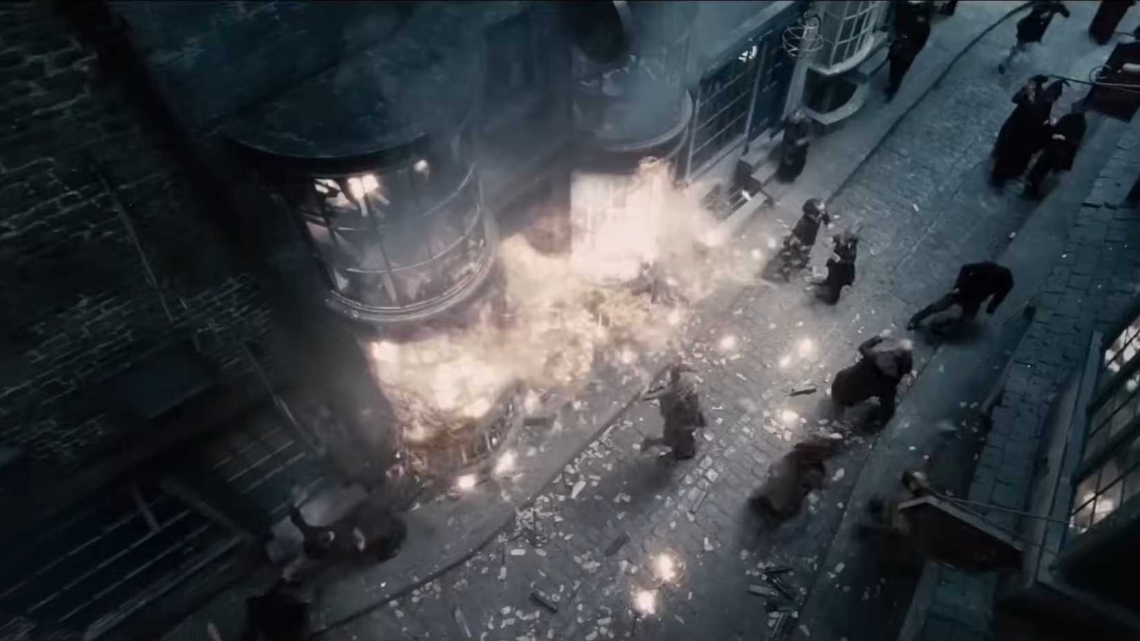 10 Ways Rewatching All 8 Harry Potter Movies In Order Changes How You Look At The Films 7 An explosion in Diagon Alley from Harry Potter and the Half Blood Prince