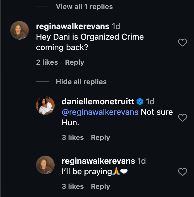 Captura de Instagram sobre a 6ª temporada de Organized Crime