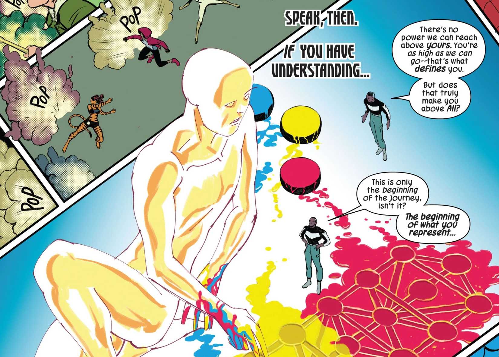 Marvel Confirms the One-Above-All's Design for the Avengers' Next Comic Appearance 9 blue marvel talks to one above all