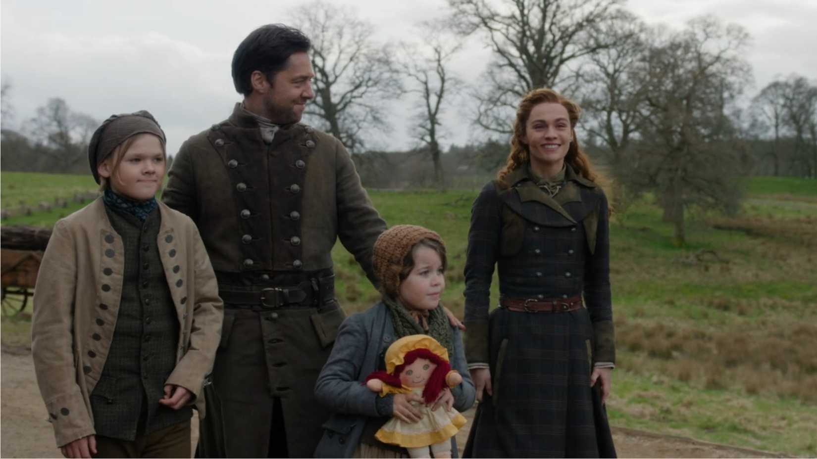 Brianna, Roger e sua família na temporada 8 de Outlander