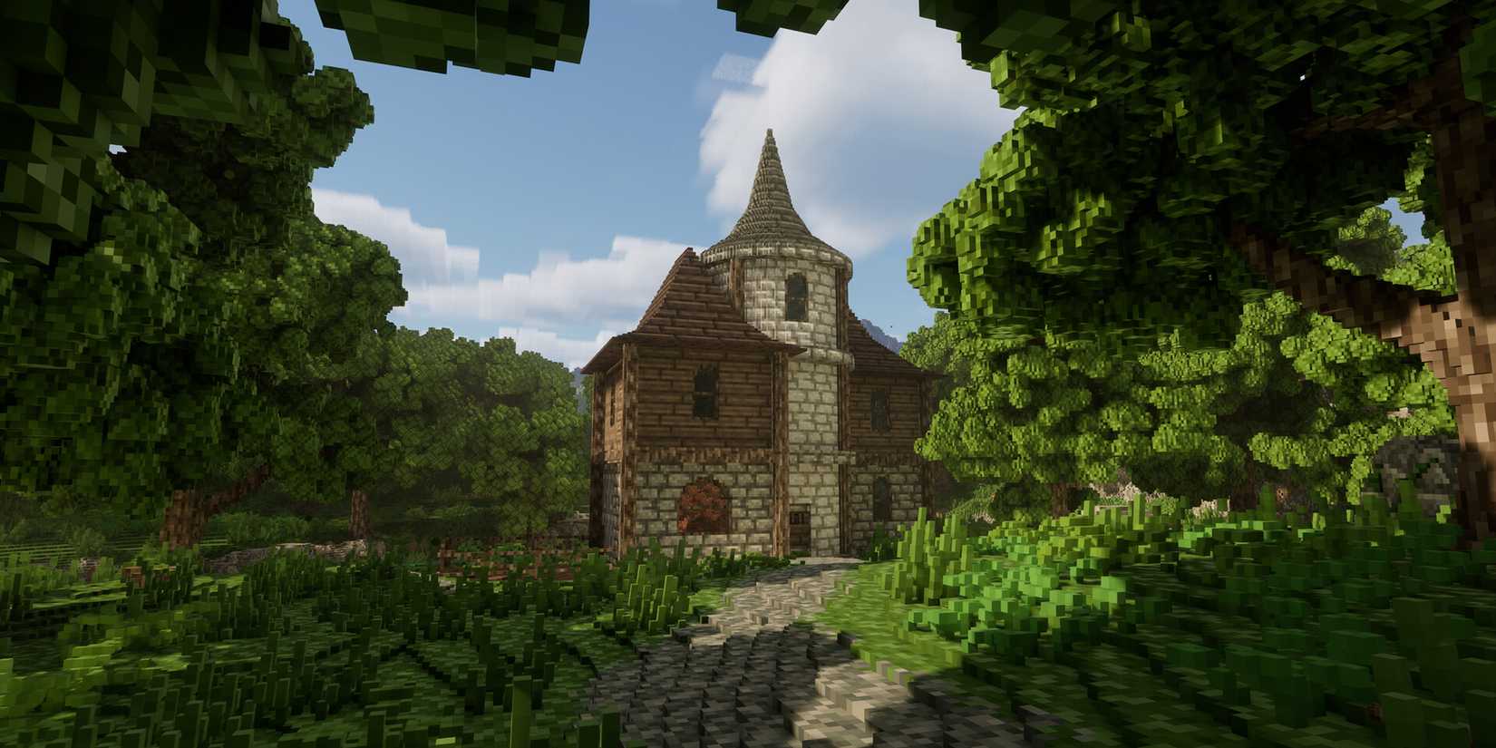 A building seen through trees in Lay of the Land