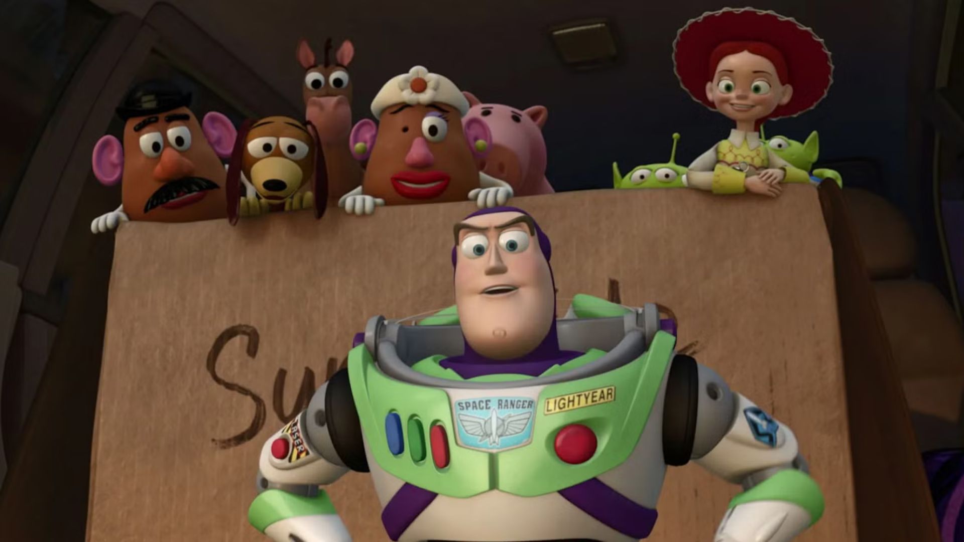 Buzz Lightyear e os brinquedos em Toy Story 3