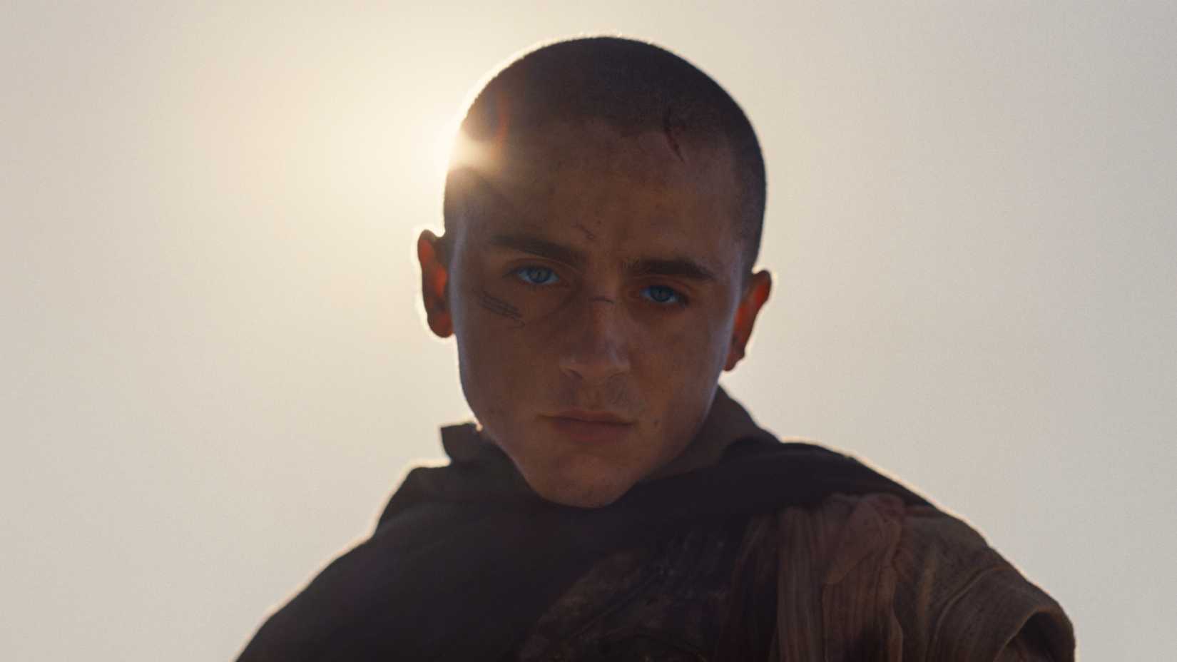 The Big Question Facing Timothée Chalamet After Consecutive Oscars Losses 1 Close up of Paul Atreides with a shaved head in Dune 3