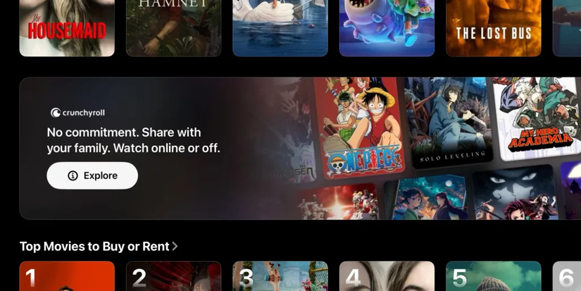 Crunchyroll no aplicativo Apple TV
