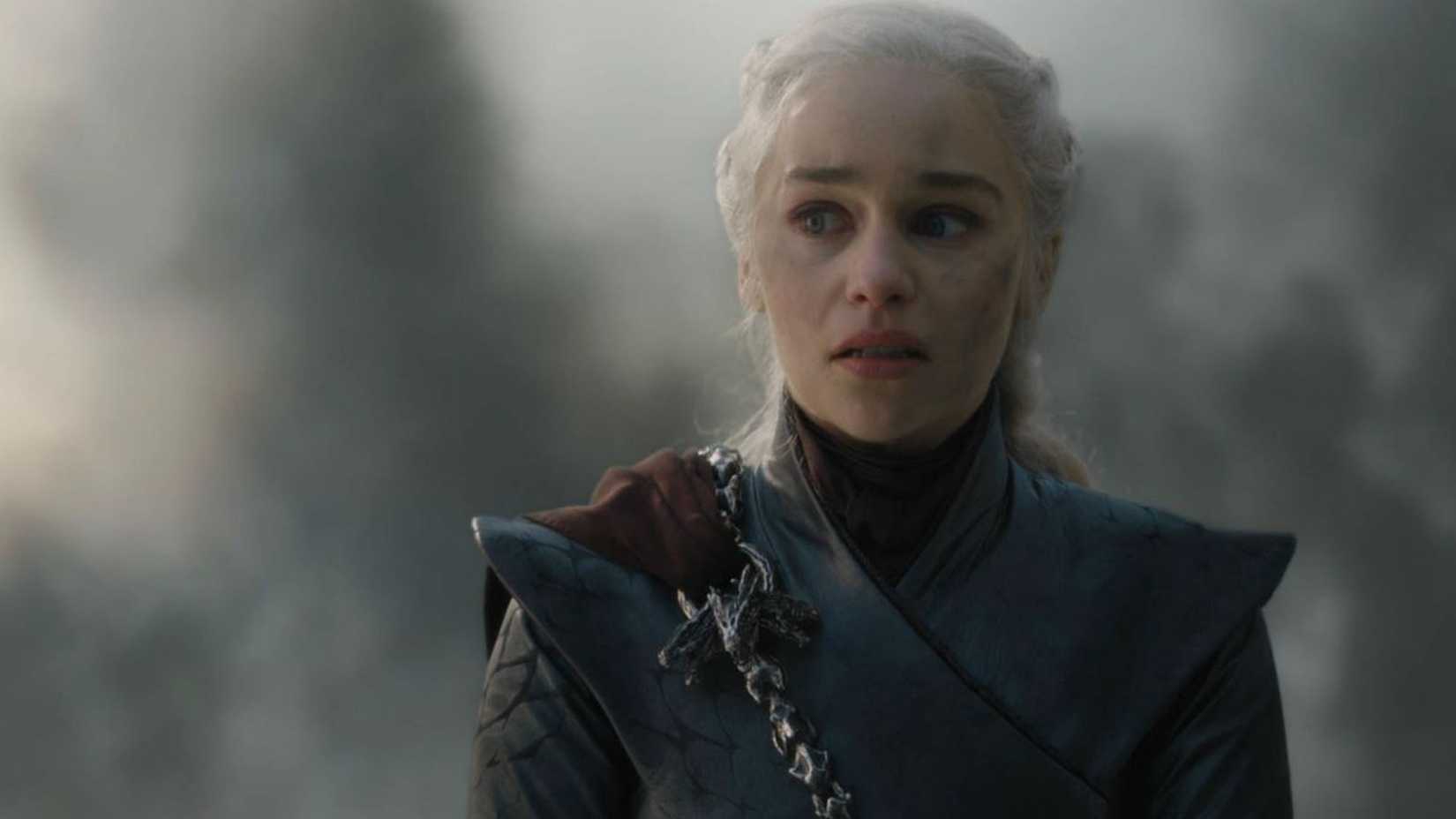 Daenerys standing in smoke in Game of Thrones