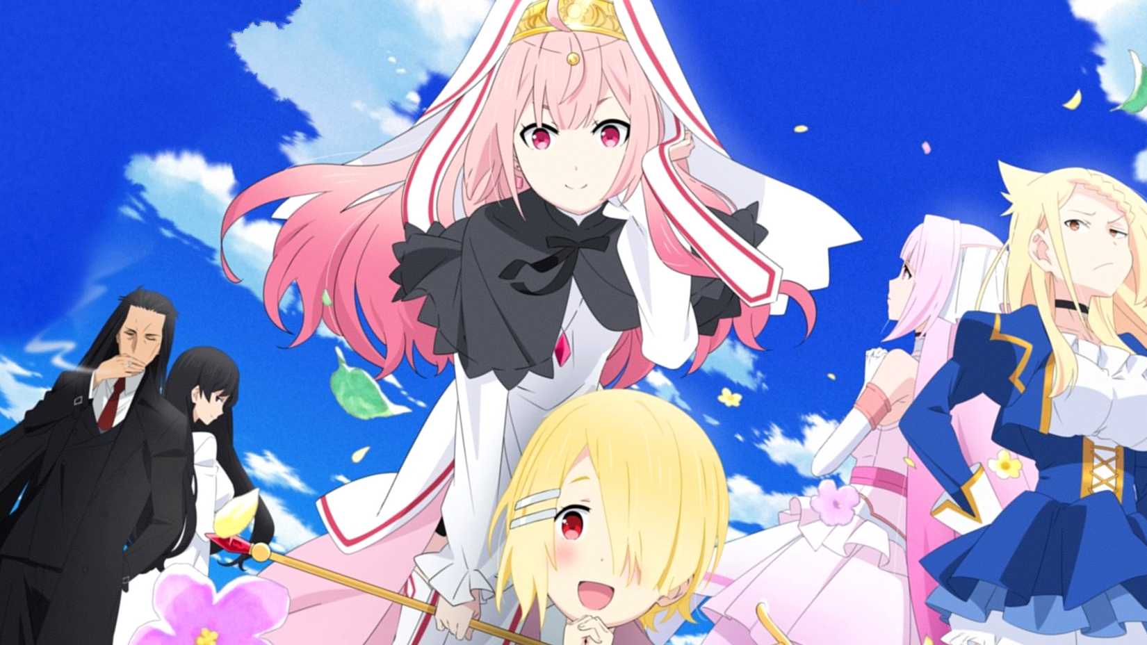 Demon Lord Retry's main characters walk through a flower field