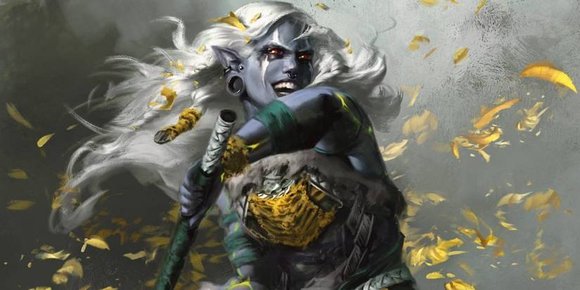 5 D&D Subclass Combinations Everyone Should Try At Least Once 2 A Drow World Tree Barbarian wields an axe in Dungeons and Dragons artwork.