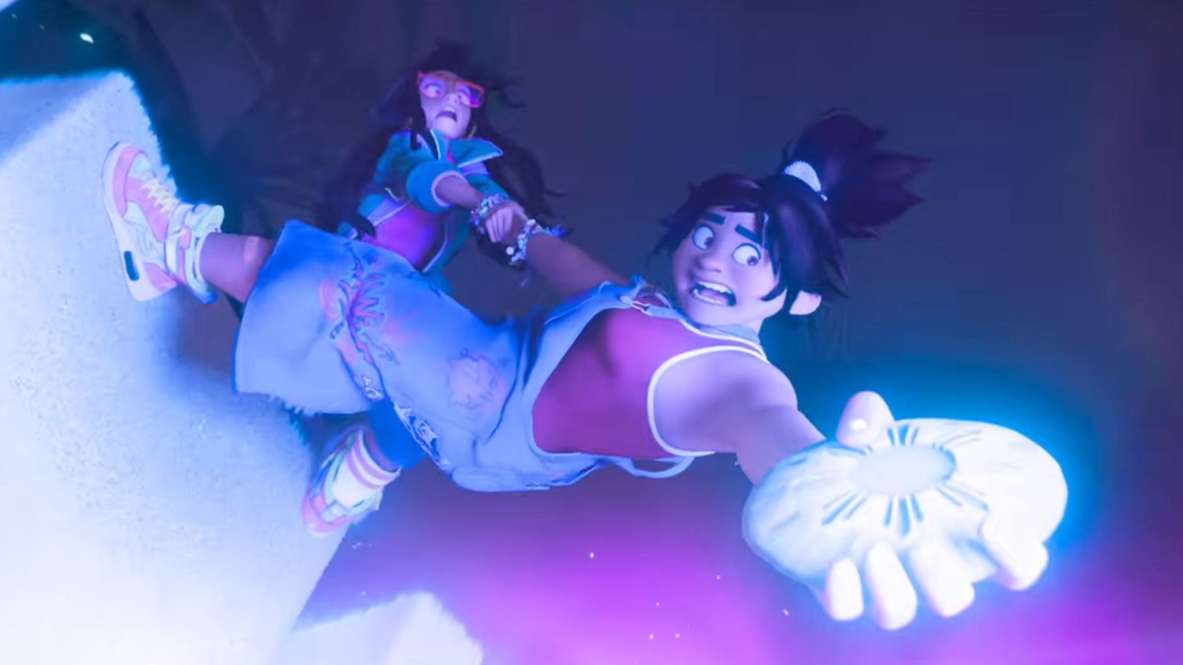 Raisa trying to save her friend in Forgotten Island DreamWorks