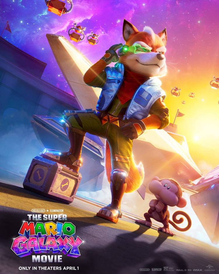 Pôster de Fox McCloud para o filme Super Mario Galaxy Movie