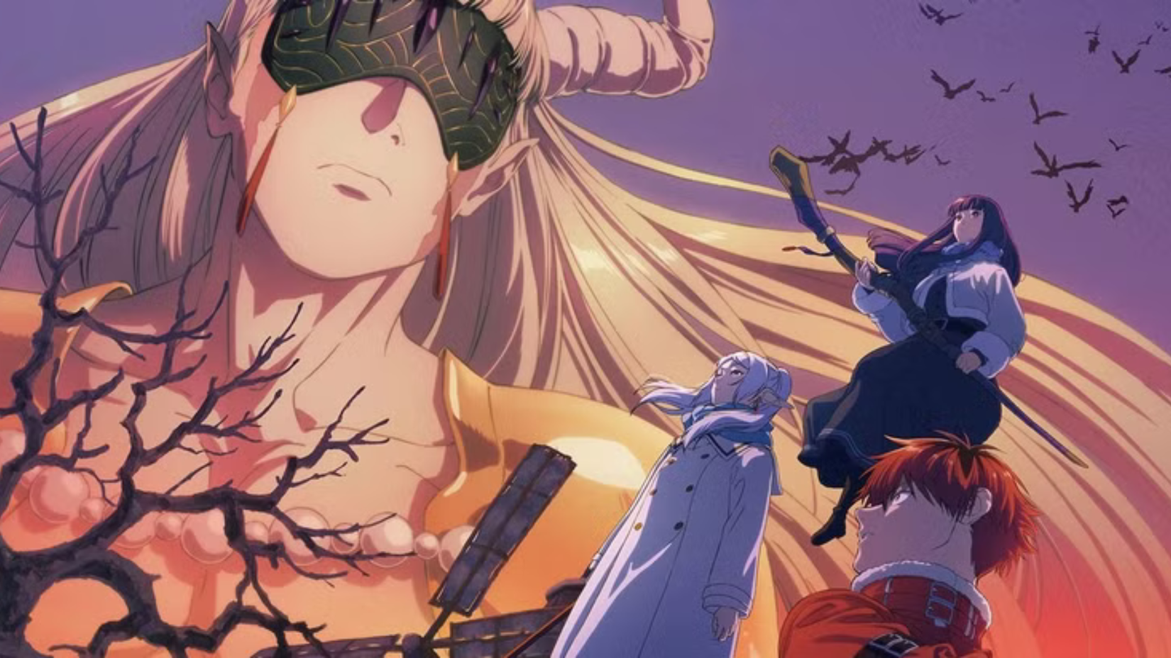 Frieren, Fern, Stark, and the Divine Revolte poster from Frieren Beyond Journey's End Season 2 anime