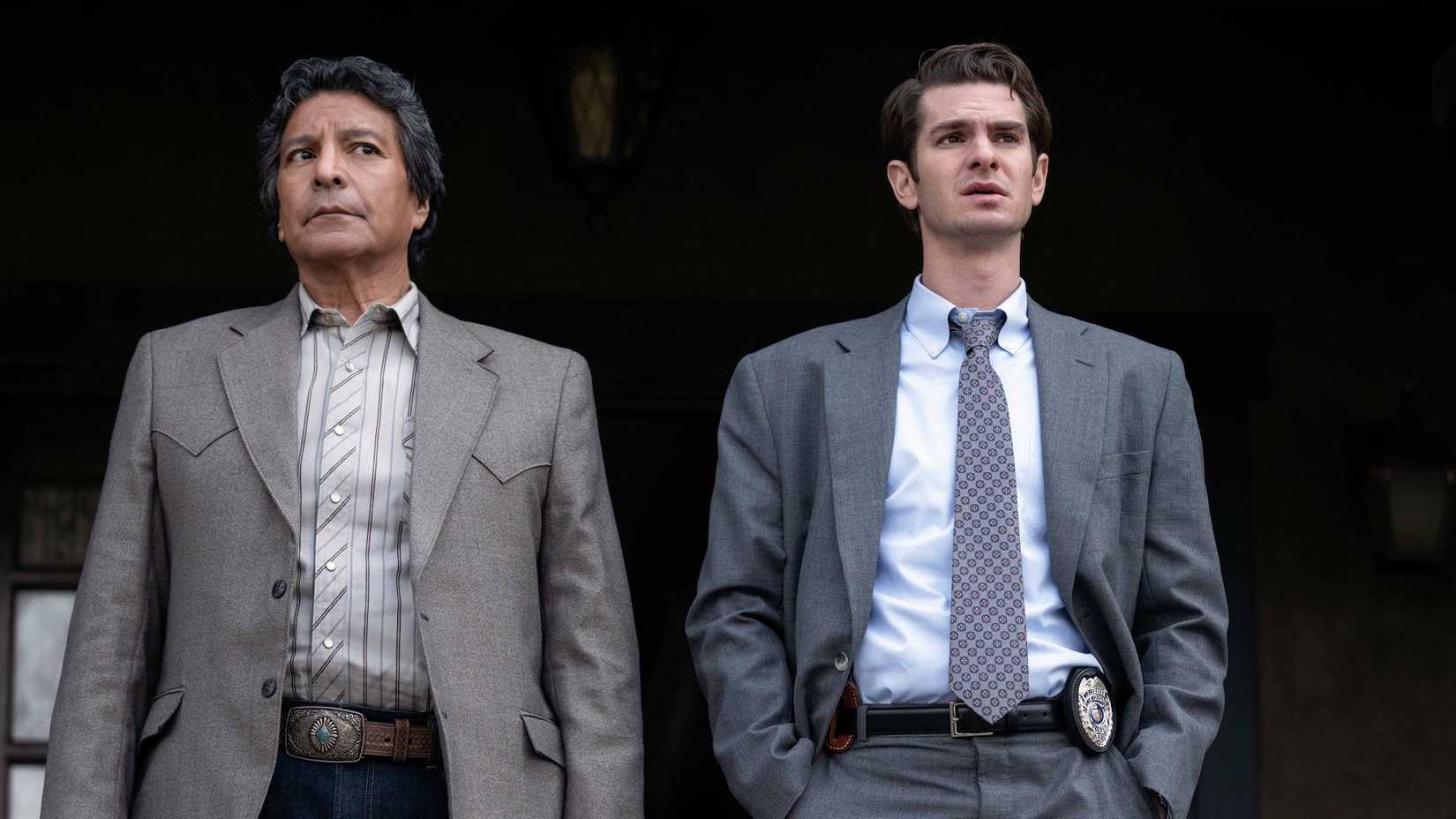Gil Birmingham and Andrew Garfield from Under The Banner Of Heaven