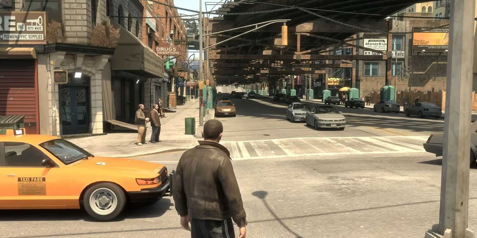 A street scene in GTA 4 RTX Remix
