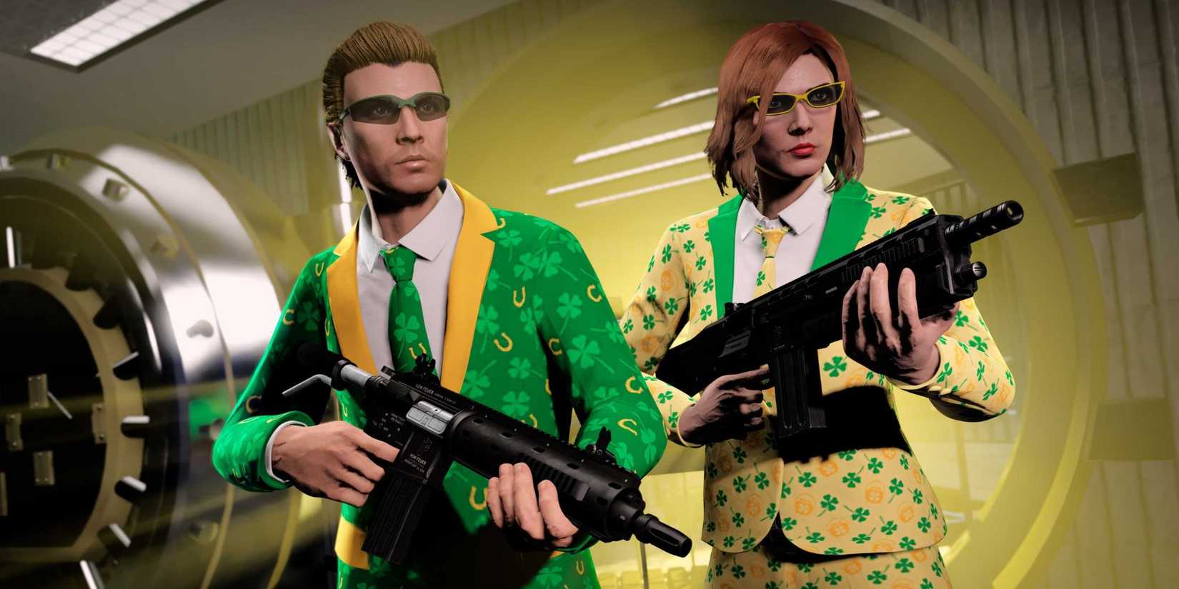 GTA V players in the St Patrick's Day outfits