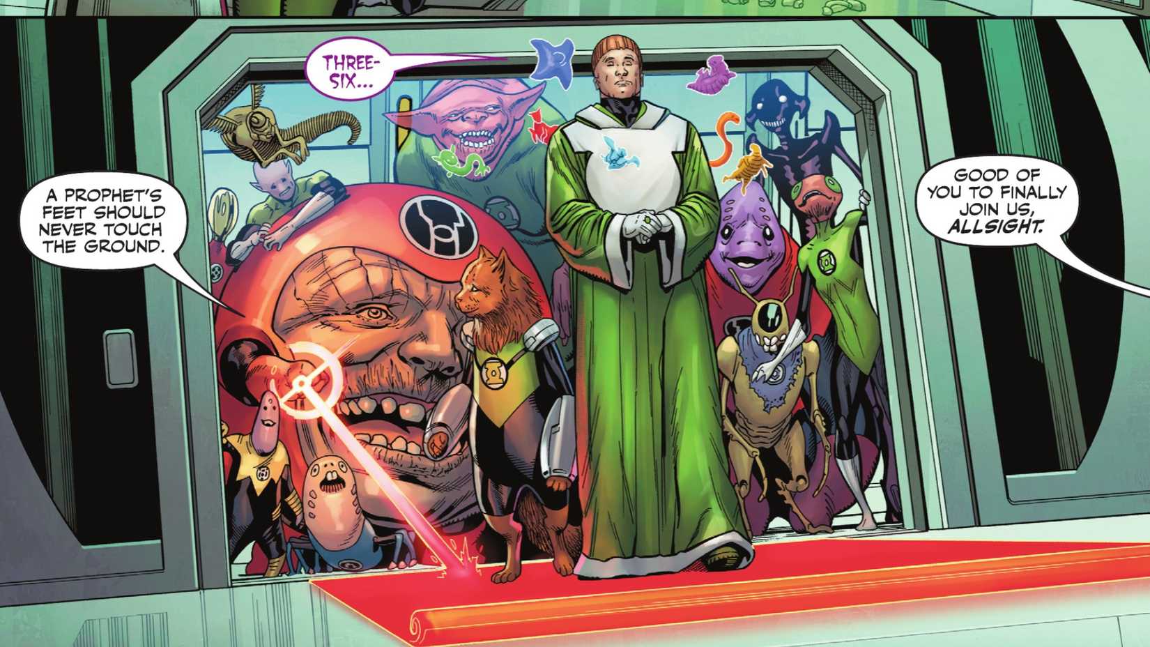 Guy Gardner's Allsight With His Lantern Worshippers