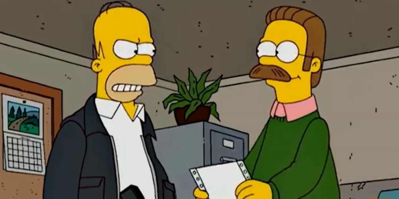 Homer Simpson e Ned Flanders como caçadores de recompensas em The Simpsons