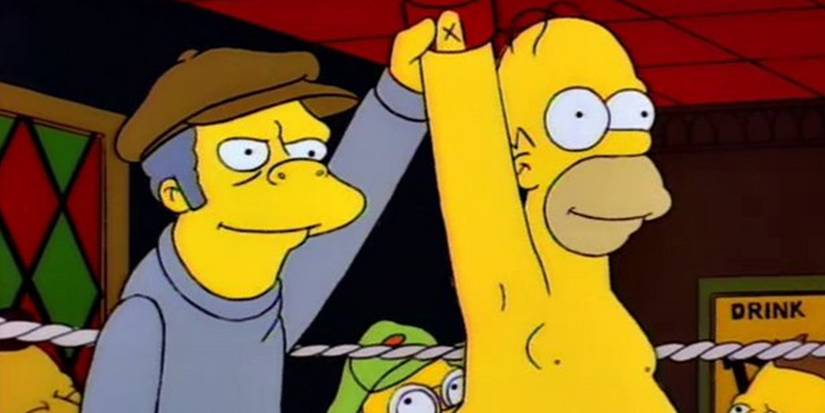 Homer Simpson em uma luta de boxe em The Simpsons