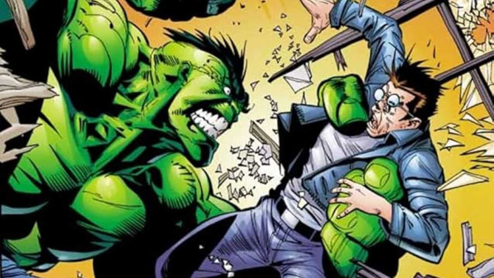 Hulk grabs Banner on the cover of Hulk #1 (1999)
