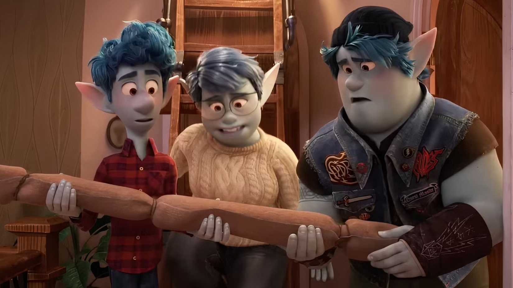 All 30 Pixar Movies Ranked From Worst To Best (Including Hoppers) 7 Ian, Barley, and Mom with the staff from Onward